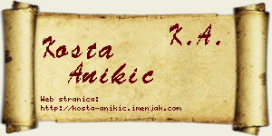 Kosta Anikić vizit kartica